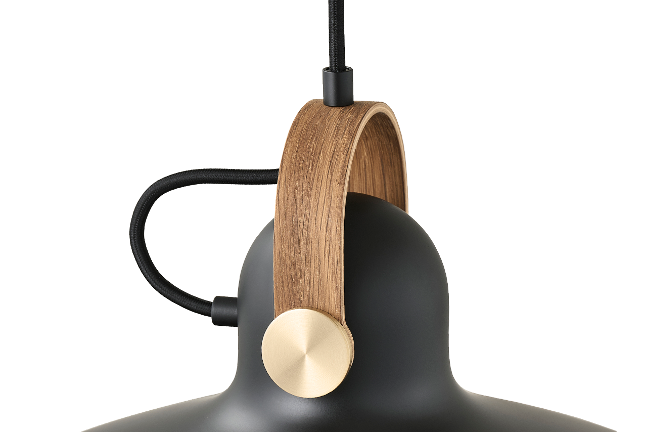 Leklint162 Carronade II Pendant Large Smokedoak Brass Details1