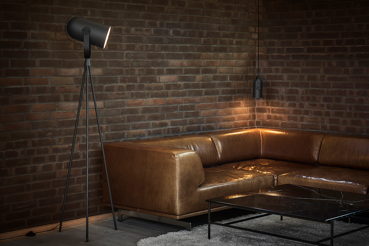 Leklint362 Carronade II Floorlamp Black Blackoak Leklint162 Carronade II Pendant Black Blackoak Lifestyle